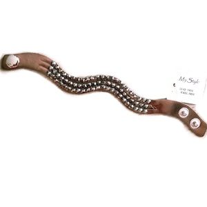 Faux Leather Bronze Rhinestone Cuff new